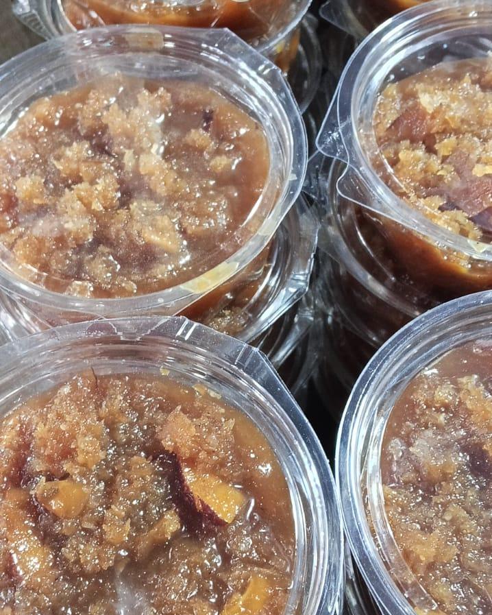 Doce em porções, vista de perto